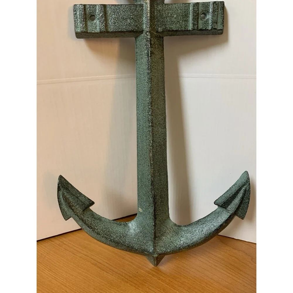 Cast Iron Anchor Green Wall Hanger  14”x9”